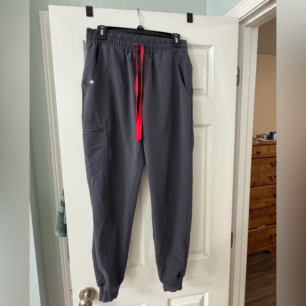 Figs Charcoal Joggers with Red Drawstring